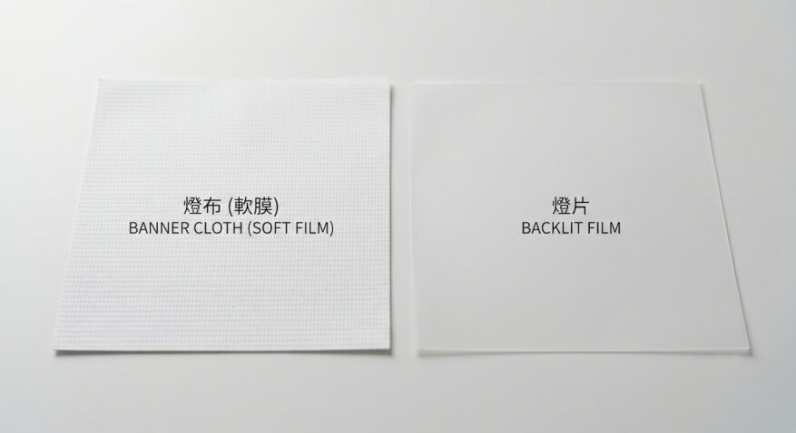 燈布（左）同燈片（右）透光效果比較